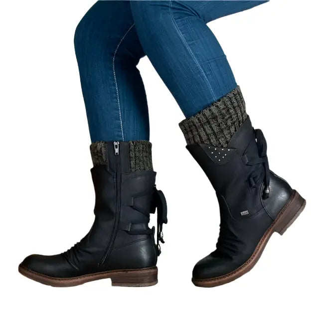🔥 Women's Winter Low Barrel Orthotic Bow Support Wool Warm Boots