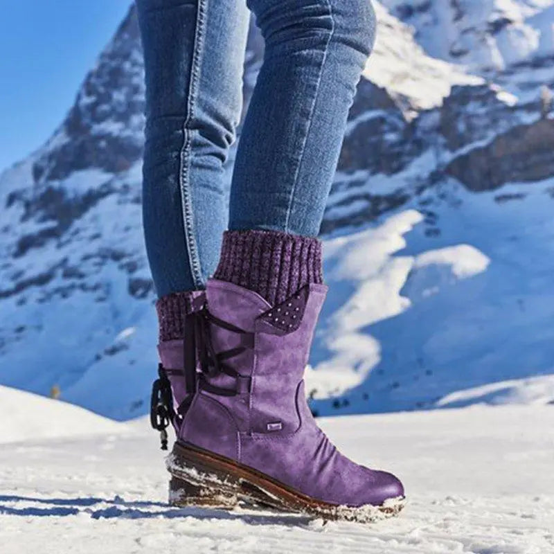 🔥 Women's Winter Low Barrel Orthotic Bow Support Wool Warm Boots
