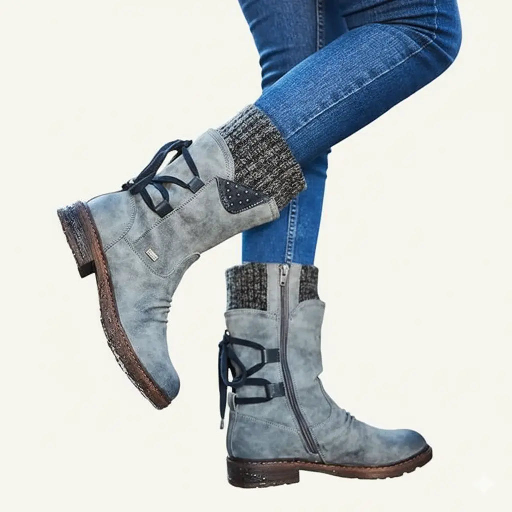 🔥 Women's Winter Low Barrel Orthotic Bow Support Wool Warm Boots